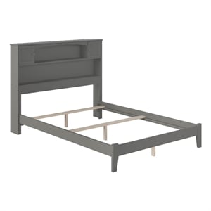 AFI Newport Full Bookcase Solid Wood Panel Bed in Grey