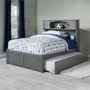 AFI Newport Full Solid Wood Bed with Twin Trundle in Grey