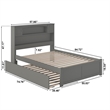 AFI Newport Full Solid Wood Bed with Twin Trundle in Grey