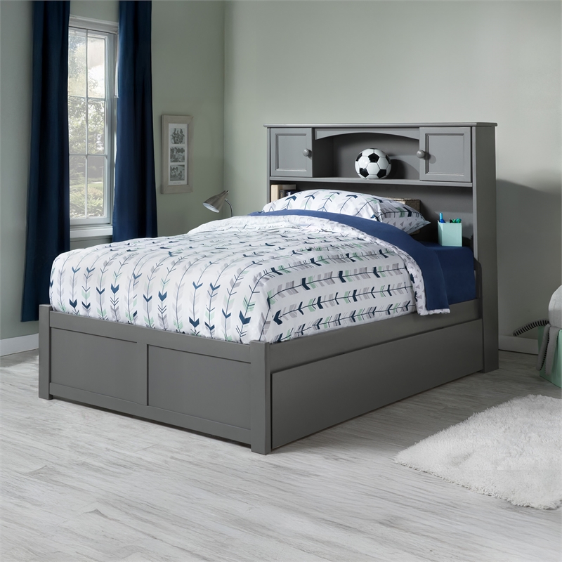 AFI Newport Full Solid Wood Bed with Twin Trundle in Grey