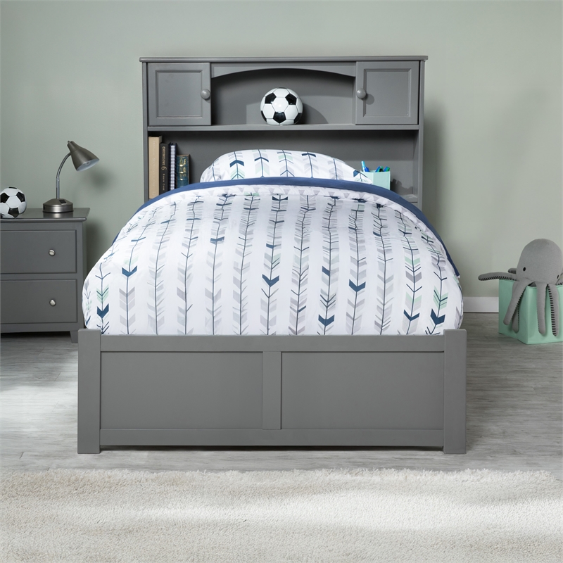 AFI Newport Full Solid Wood Bed with Twin Trundle in Grey