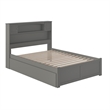 AFI Newport Full Solid Wood Bed with Twin Trundle in Grey