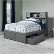 AFI Newport Full Solid Wood Bed with Storage Drawers in Grey