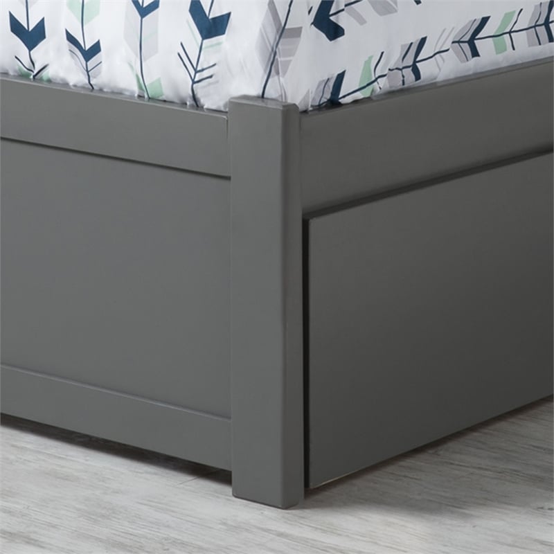 AFI Newport Full Solid Wood Bed with Storage Drawers in Grey