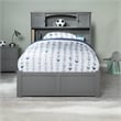 AFI Newport Full Solid Wood Bed with Storage Drawers in Grey