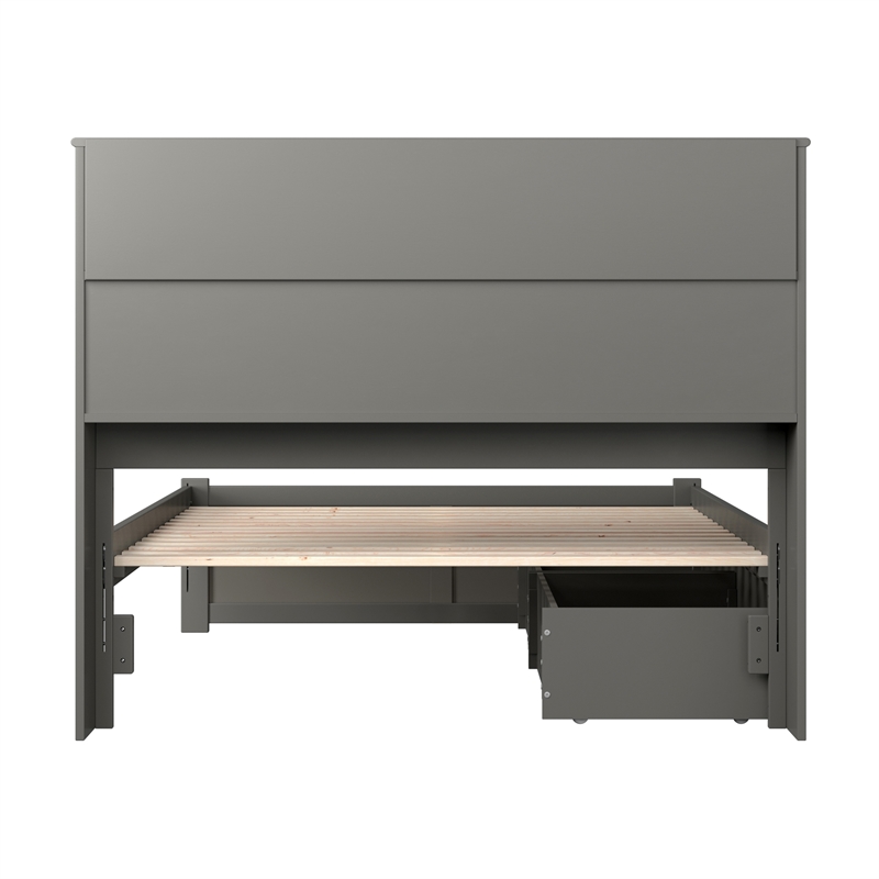 AFI Newport Full Solid Wood Bed with Storage Drawers in Grey