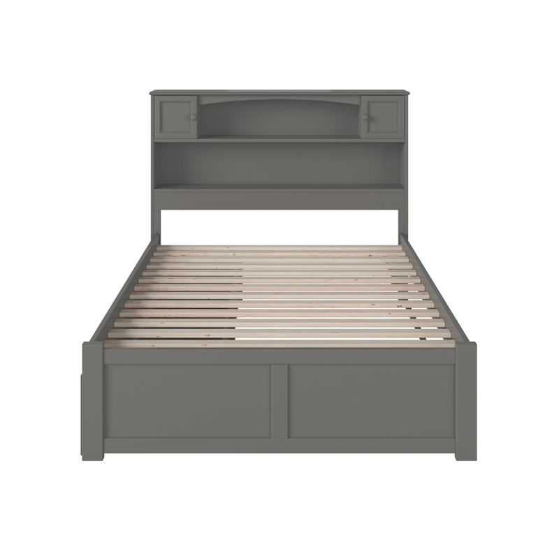 AFI Newport Full Solid Wood Bed with Storage Drawers in Grey