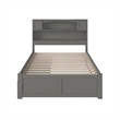 AFI Newport Full Solid Wood Bed with Storage Drawers in Grey