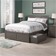 Madison Queen Wood Platform Bed with Footboard and Storage Drawers in Grey