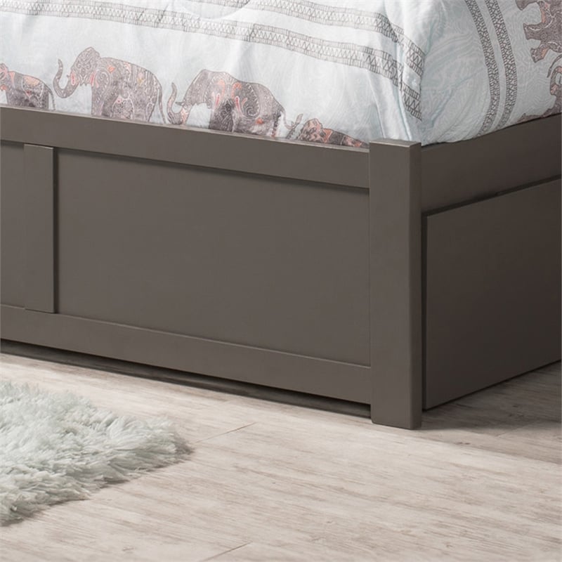 Madison Queen Wood Platform Bed with Footboard and Storage Drawers in Grey