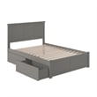Madison Queen Wood Platform Bed with Footboard and Storage Drawers in Grey