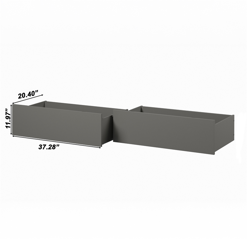 AFI Urban Solid Wood Twin or Full Bed Drawer in Gray (Set of 2)