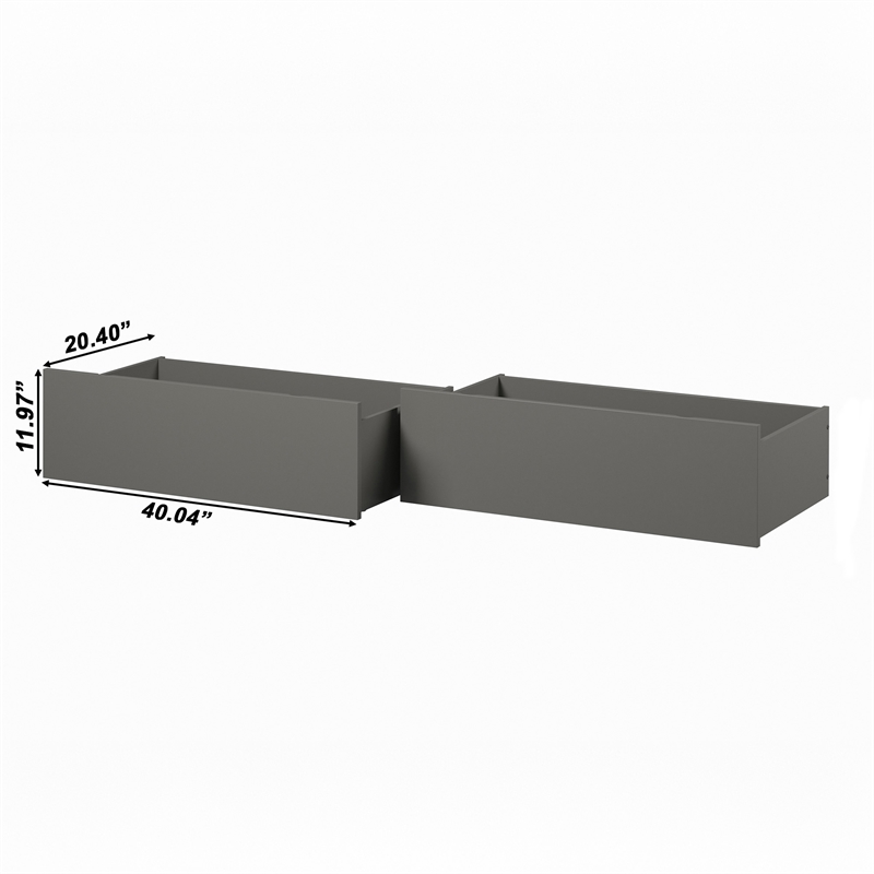 AFI Urban Solid Wood Twin XL / Queen / King Bed Drawer in Gray (Set of 2)