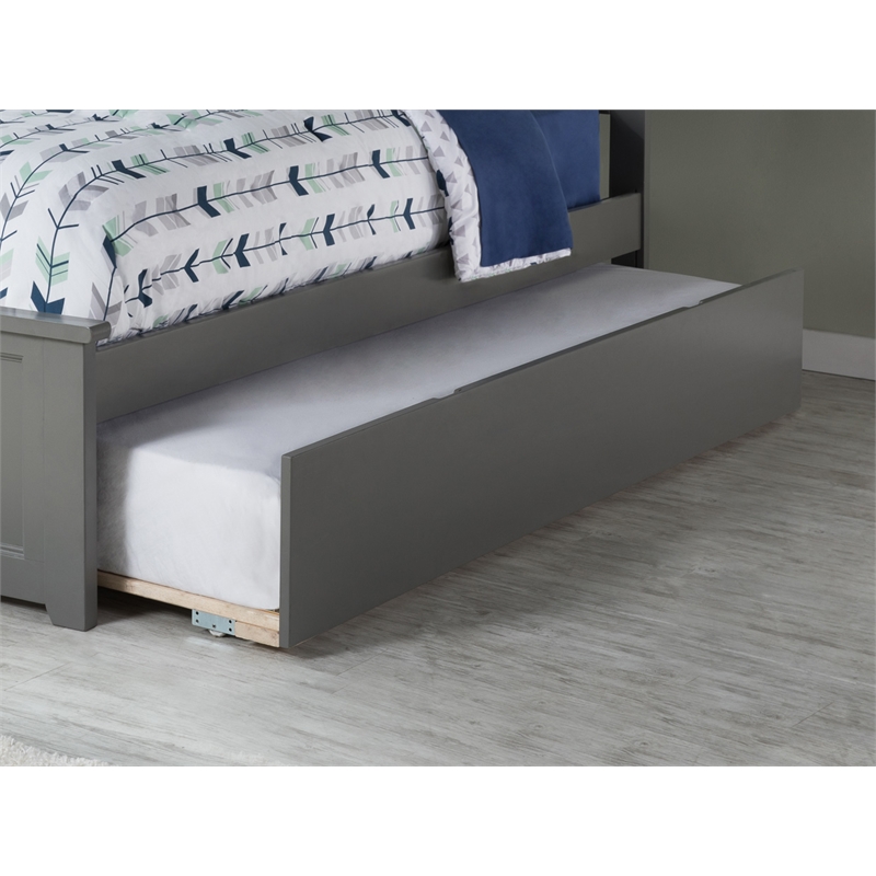AFI Urban Twin Size Mid-Century Solid Wood Panel Trundle in Gray