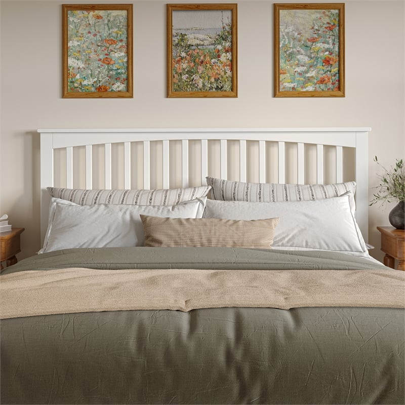 Mission King Wood Headboard in White