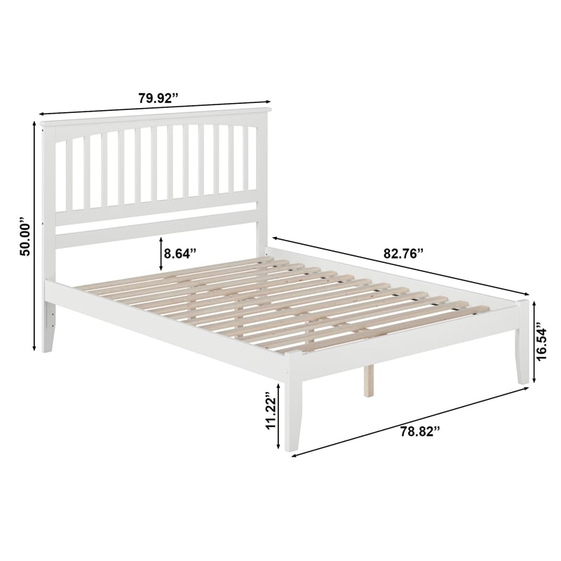 Mission King Solid Wood Platform Bed in White