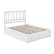 Mission King Wood Platform Bed with Footboard & Storage Drawers in White