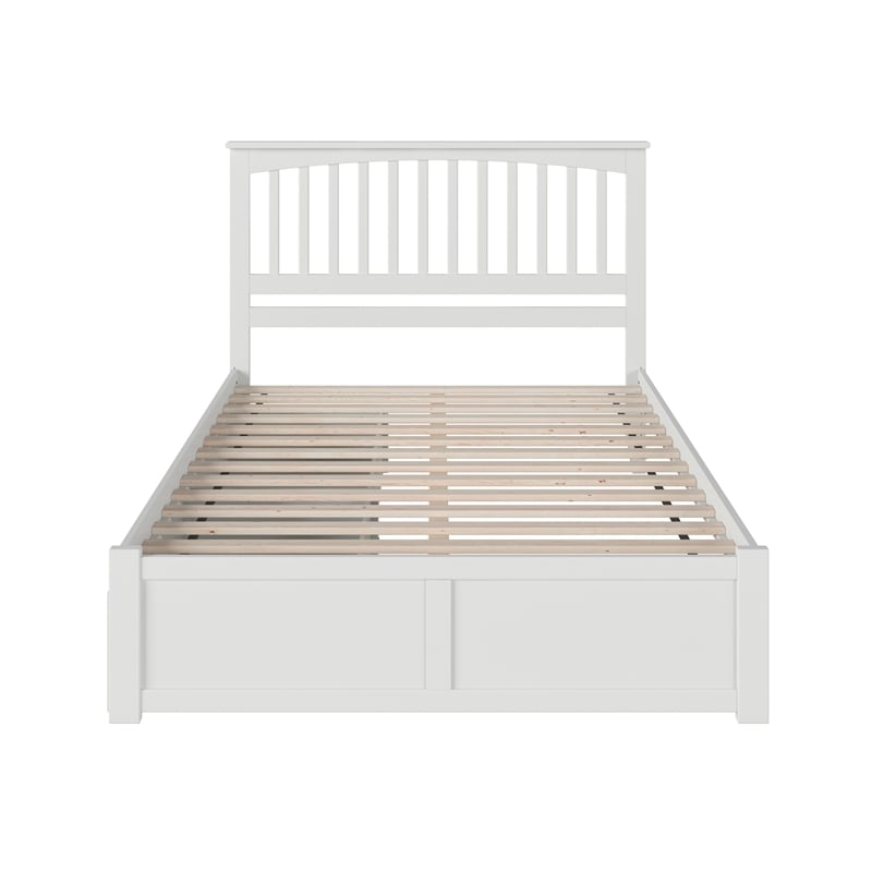 Mission King Wood Platform Bed with Footboard & Storage Drawers in White