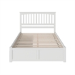 Mission King Wood Platform Bed with Footboard & Storage Drawers in White