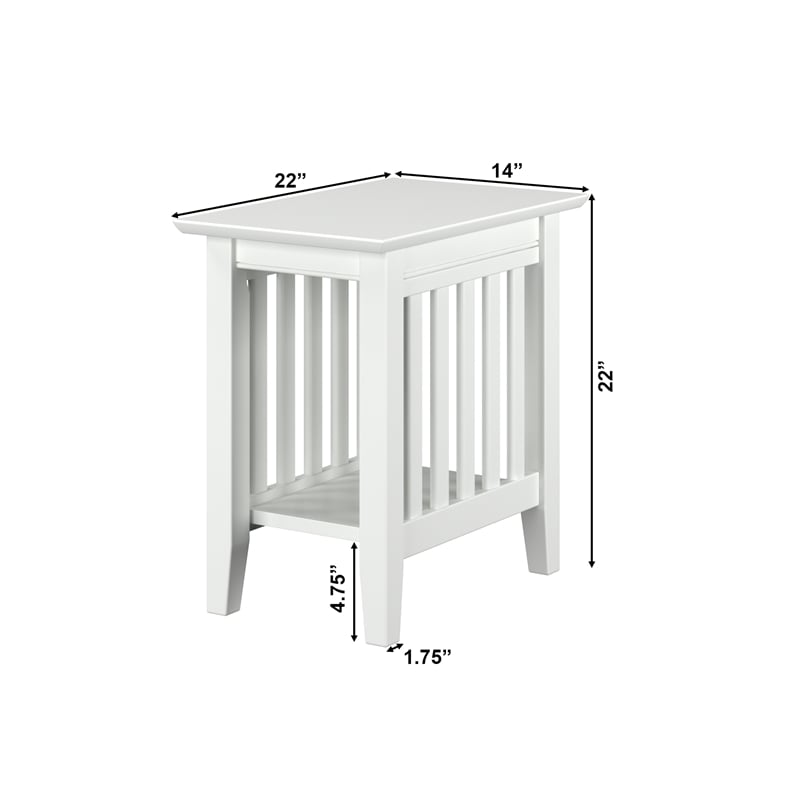 AFI Mission Solid Wood Contemporary End Table in White