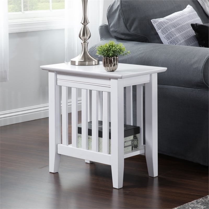 AFI Mission Solid Wood Contemporary End Table in White
