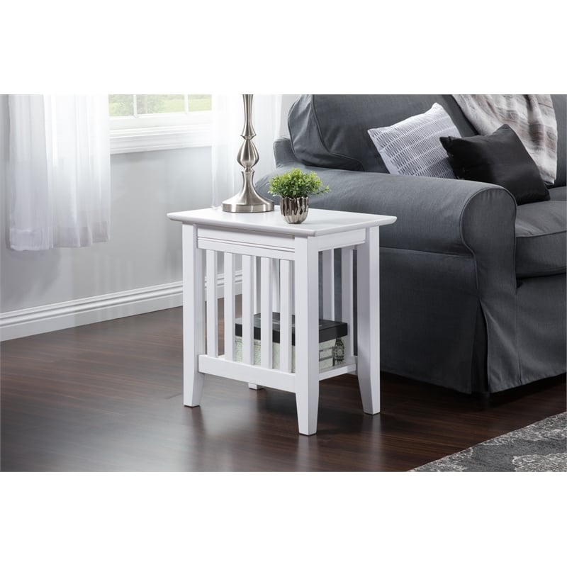 AFI Mission Solid Wood Contemporary End Table in White