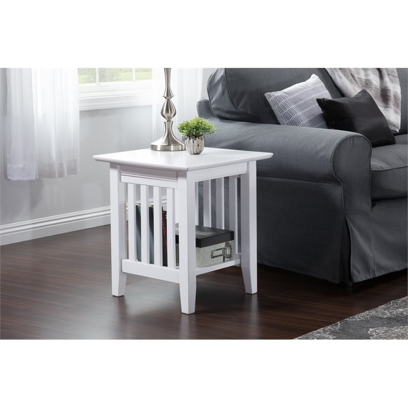 AFI Mission Solid Wood Contemporary End Table in White