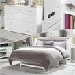 Deerfield Queen Solid Wood Modern Murphy Bed Chest with Mattress in White