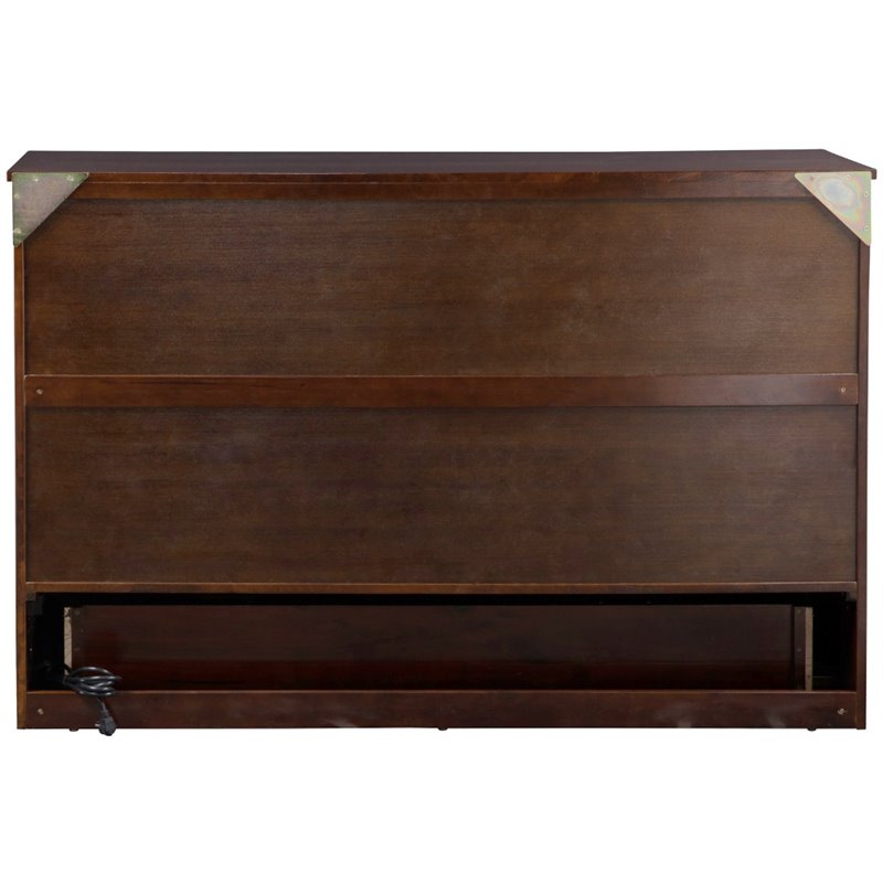 Deerfield Queen Solid Wood Modern Murphy Bed Chest with Mattress in Walnut