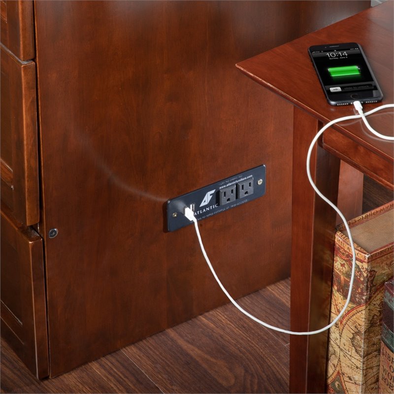 Deerfield Queen Solid Wood Modern Murphy Bed Chest with Mattress in Walnut