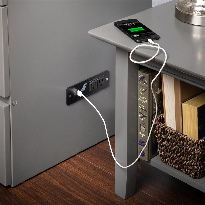 Deerfield Queen Solid Wood Modern Murphy Bed Chest with Mattress in Gray