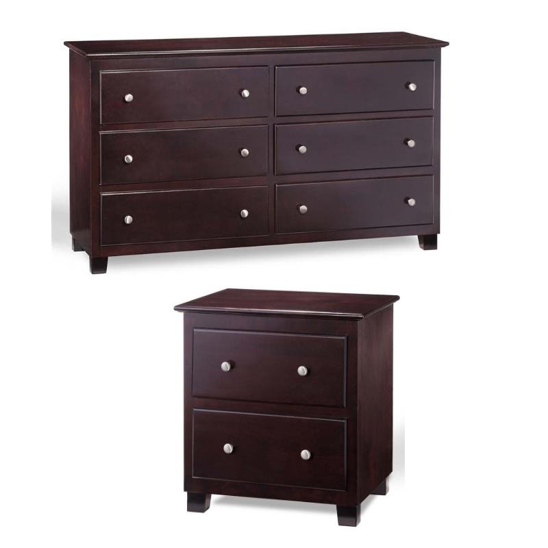 Atlantic 2 Piece 6 Drawer Dresser And 2 Drawer Nightstand Set In Espresso 1878725 Pkg