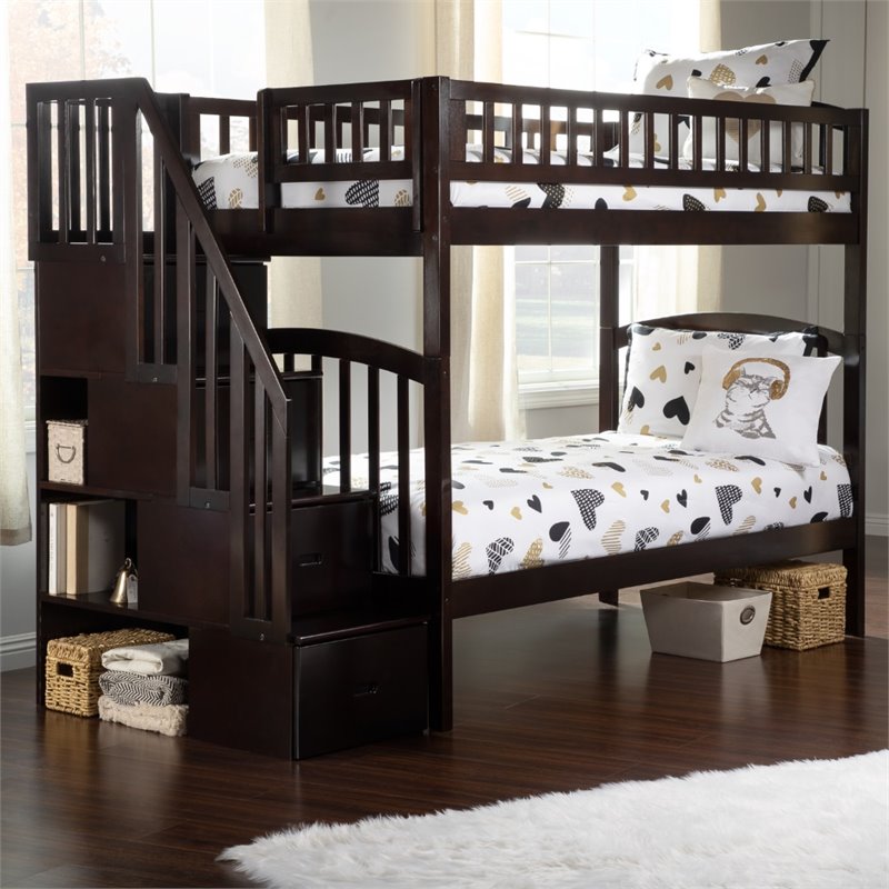 AFI Westbrook Staircase Bunk Twin Over Twin in Espresso