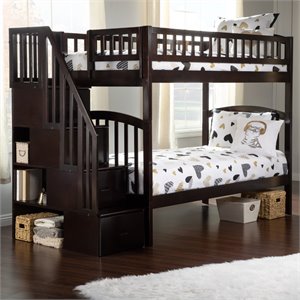 afi westbrook solid wood staircase bunk twin over twin in espresso