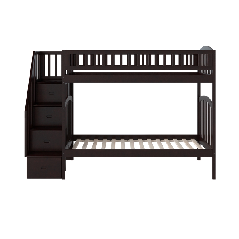 AFI Westbrook Solid Wood Staircase Bunk Twin Over Twin in Espresso