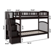 AFI Westbrook Solid Wood Staircase Bunk Twin Over Twin in Espresso