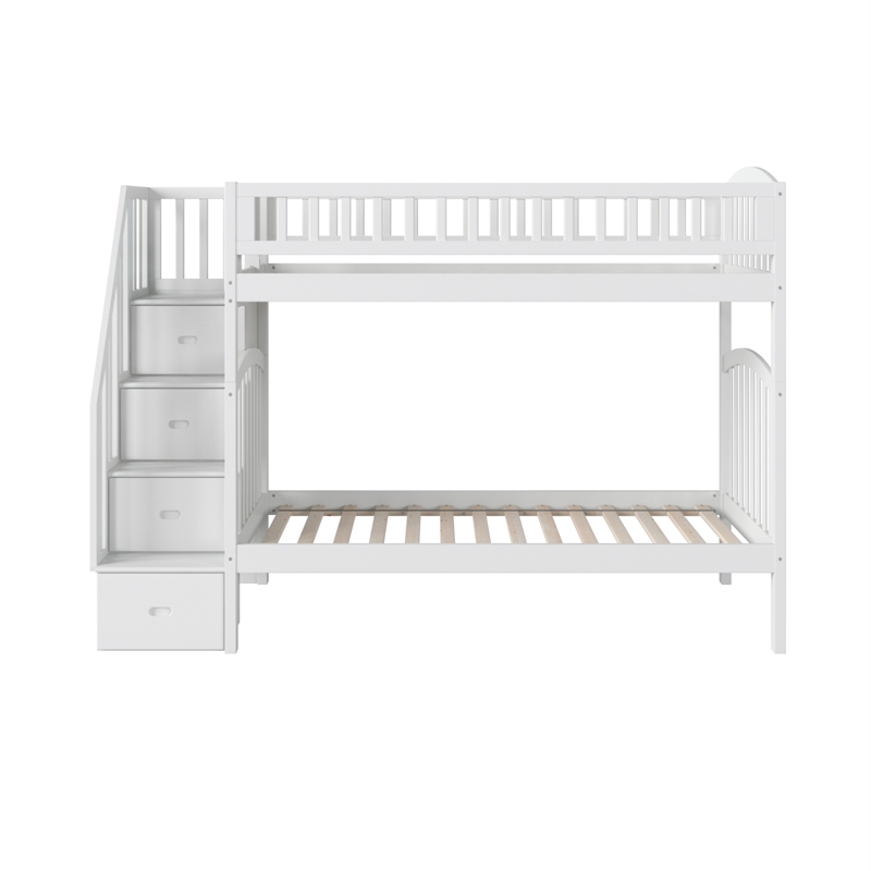 AFI Westbrook Solid Wood Staircase Bunk Twin Over Twin in White