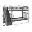 AFI Westbrook Solid Wood Staircase Bunk Twin Over Twin in Grey