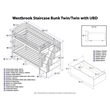 AFI Westbrook Wood Staircase Storage Bunk Twin Over Twin in Espresso