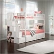 AFI Westbrook Wood Staircase Storage Bunk Twin Over Twin in White