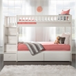 AFI Westbrook Wood Staircase Storage Bunk Twin Over Twin in White