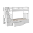 AFI Westbrook Wood Staircase Storage Bunk Twin Over Twin in White