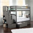 AFI Westbrook Wood Staircase Storage Bunk Twin Over Twin in Grey