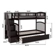AFI Westbrook Wood Staircase Bunk Twin Over Twin with Twin Trundle in Espresso