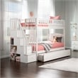 AFI Westbrook Wood Staircase Bunk Twin Over Twin with Twin Trundle in White