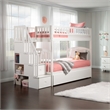 AFI Westbrook Wood Staircase Bunk Twin Over Twin with Twin Trundle in White