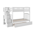 AFI Westbrook Wood Staircase Bunk Twin Over Twin with Twin Trundle in White
