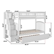 AFI Westbrook Wood Staircase Bunk Twin Over Twin with Twin Trundle in White