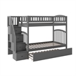 AFI Westbrook Wood Staircase Bunk Twin Over Twin with Twin Trundle in Grey
