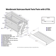 AFI Westbrook Wood Staircase Bunk Twin Over Twin with Twin Trundle in Grey
